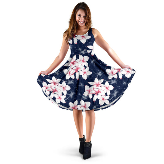 Plumeria Pattern Print Design PM017 Midi Dress