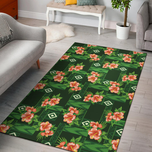 Hibiscus Pattern Print Design HB05 Area Rugs