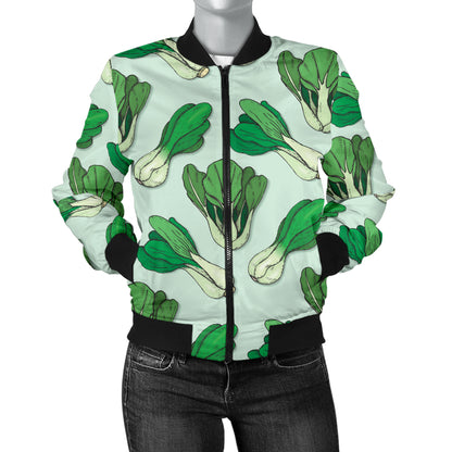 Bok Choy Pattern Print Design 01 Women's Bomber Jacket