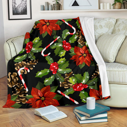 Poinsettia Pattern Print Design POT01 Fleece Blanket