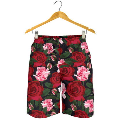 Rose Red Pink Pattern Print Design RO01 Mens Shorts