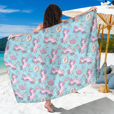 Donut Unicorn Pattern Print Design DN016 Sarong Pareo Wrap