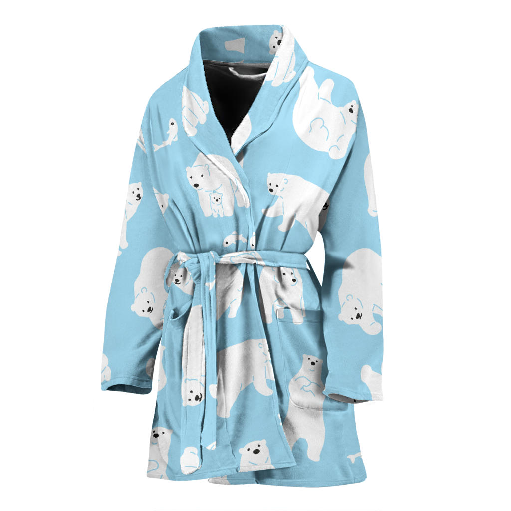 Polar Bear Pattern Print Design PB01 Women Bathrobe