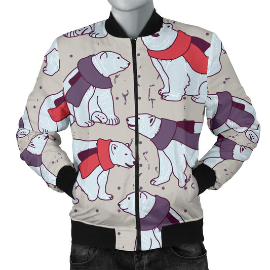 Polar Bear Pattern Print Design PB04 Men Bomber Jacket