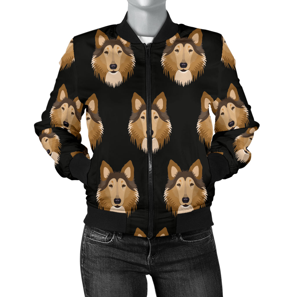 Collies Pattern Print Design 01 Women's Bomber Jacket