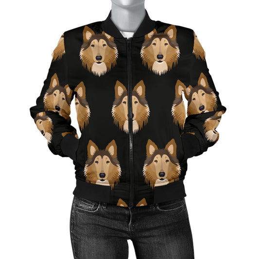 Collies Pattern Print Design 01 Women's Bomber Jacket