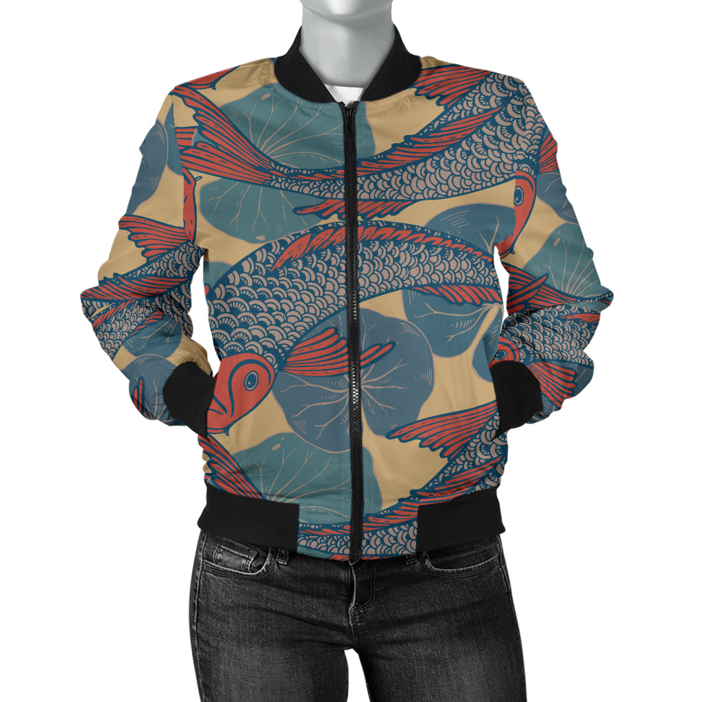 Pisces Pattern Print Design A01 Women's Bomber Jacket