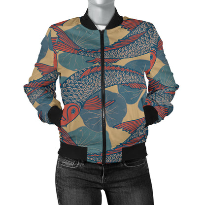 Pisces Pattern Print Design A01 Women's Bomber Jacket
