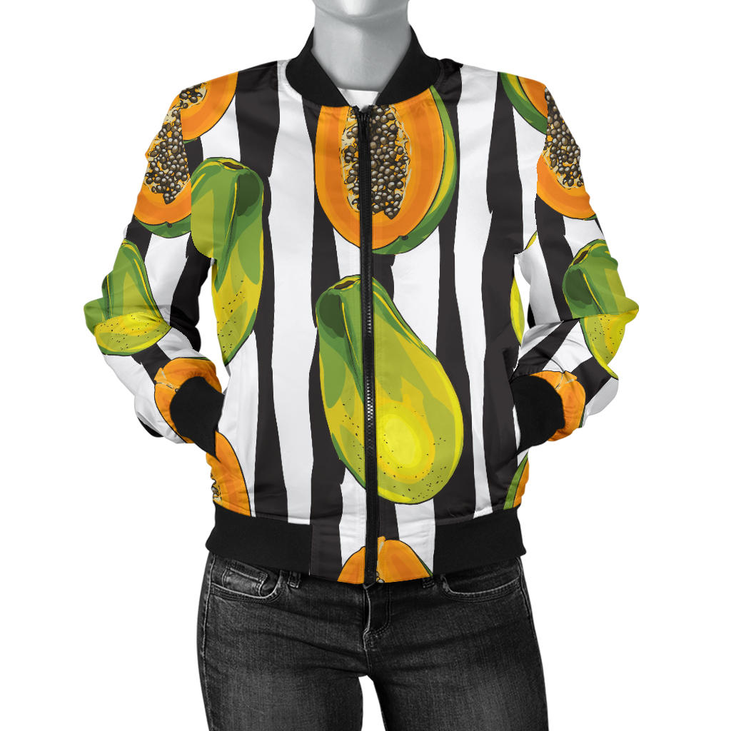 Papaya Pattern Print Design PP01 Women Bomber Jacket
