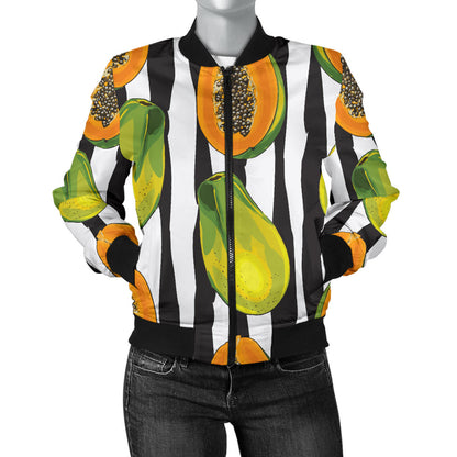 Papaya Pattern Print Design PP01 Women Bomber Jacket