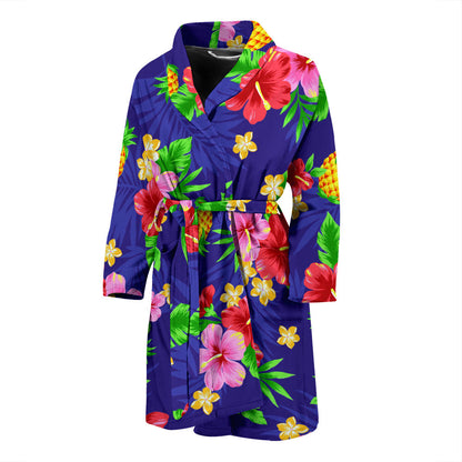 Hawaiian Themed Pattern Print Design H05 Men Bathrobe