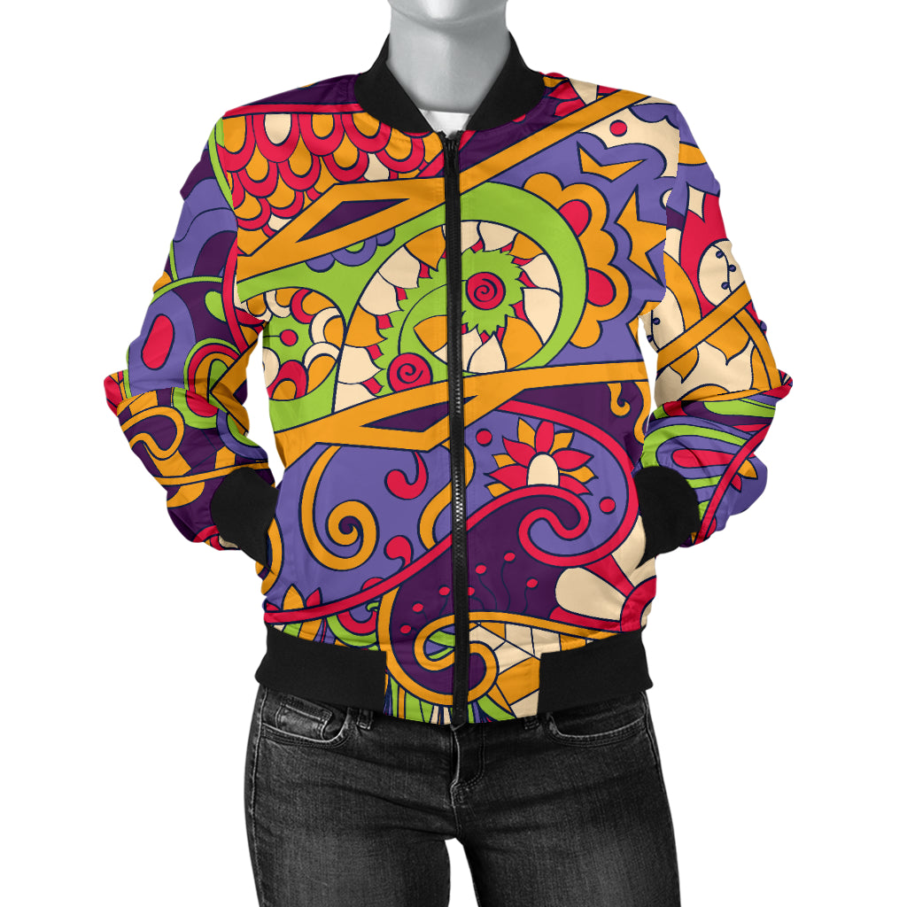 Funky Retro Pattern Print Design A04 Women's Bomber Jacket