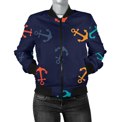 Anchor Pattern Print Design 05 Women's Bomber Jacket