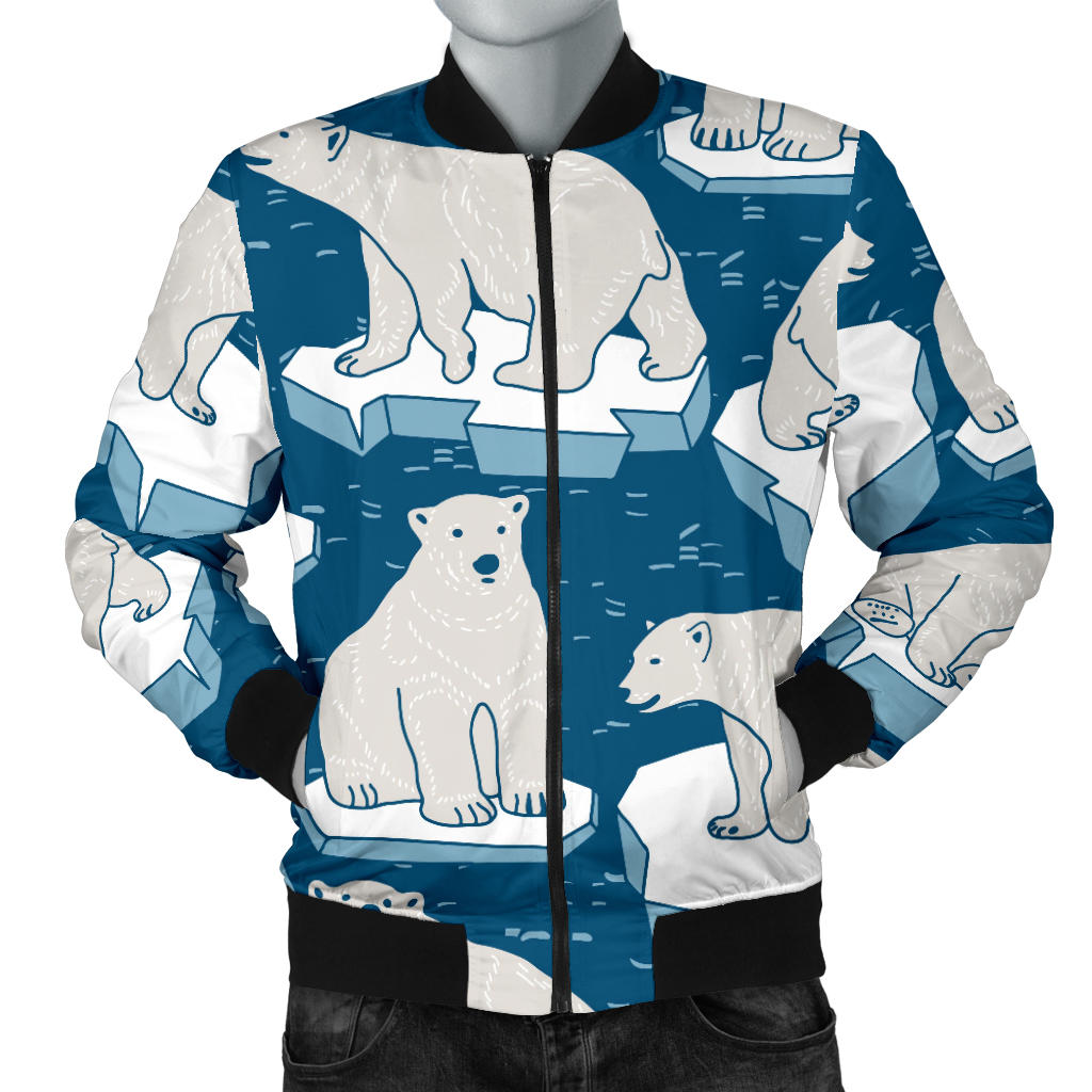 Polar Bear Pattern Print Design PB03 Men Bomber Jacket