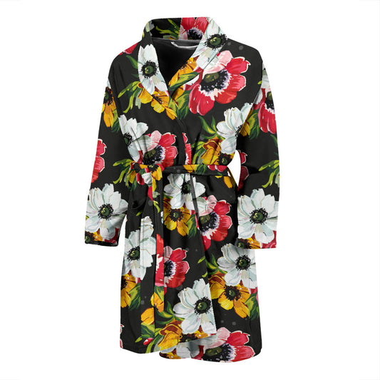 Anemone Pattern Print Design AM07 Men Bathrobe
