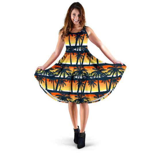 Palm Tree Pattern Print Design PT011 Midi Dress