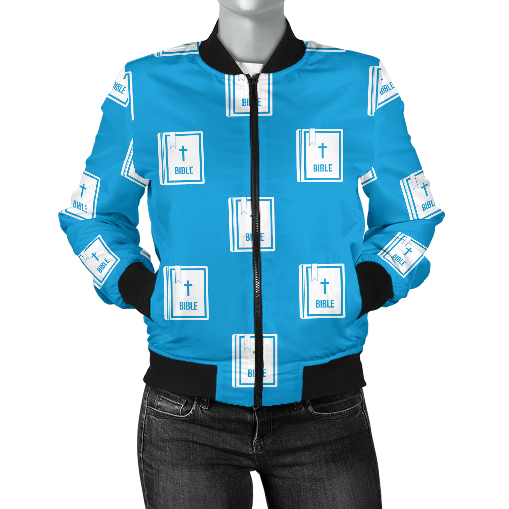 Bible Pattern Print Design 02 Women's Bomber Jacket