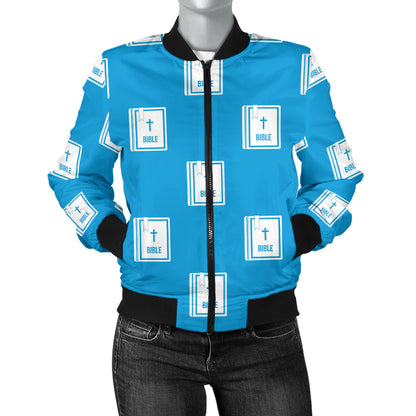 Bible Pattern Print Design 02 Women's Bomber Jacket