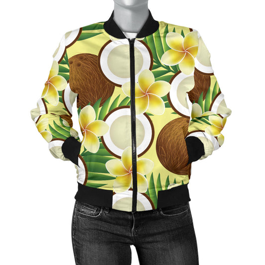 Coconut Pattern Print Design CN02 Women Bomber Jacket