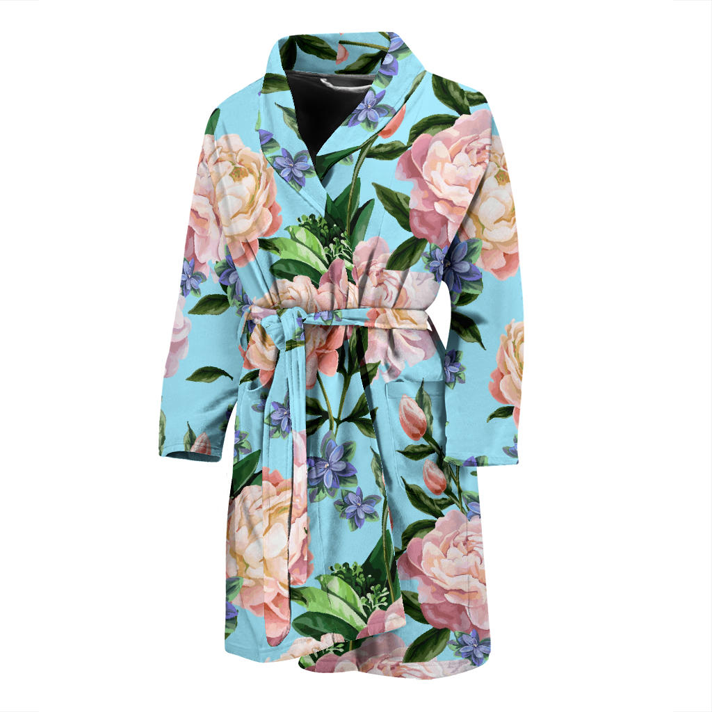 Peony Pattern Print Design PE02 Men Bathrobe