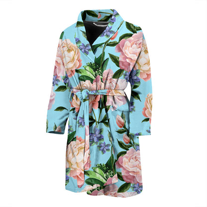 Peony Pattern Print Design PE02 Men Bathrobe