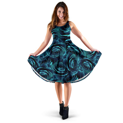 Camellia Pattern Print Design CM04 Midi Dress