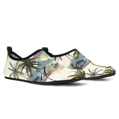 Palm Tree Beach Print Aqua Water Shoes