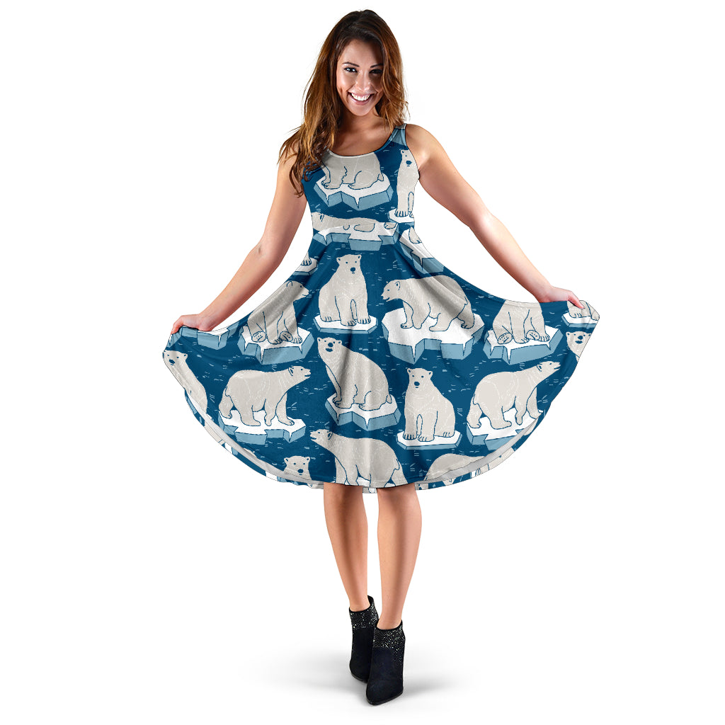 Polar Bear Pattern Print Design PB03 Midi Dress
