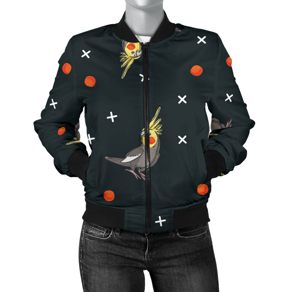 Cockatiel Pattern Print Design 02 Women's Bomber Jacket