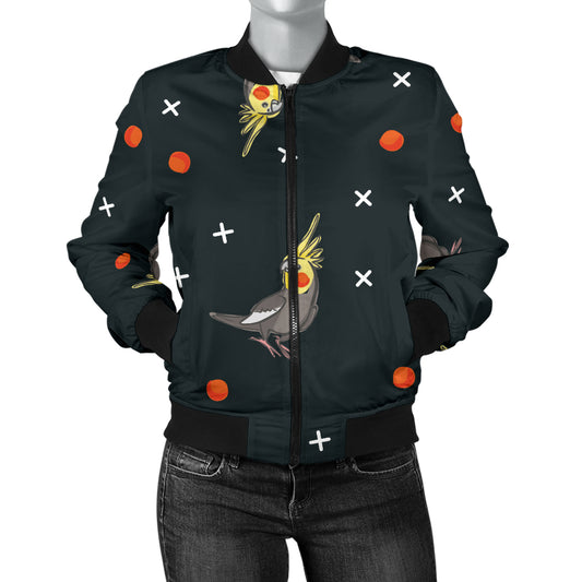 Cockatiel Pattern Print Design 02 Women's Bomber Jacket