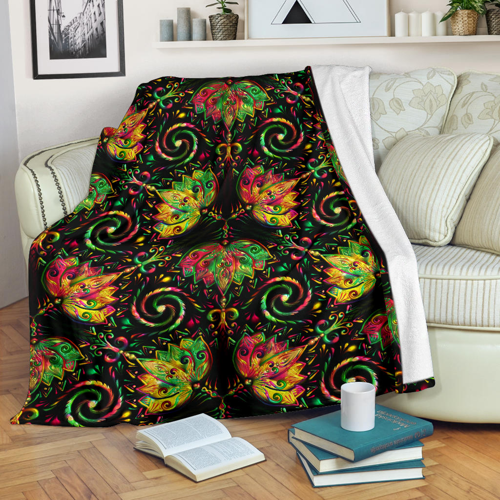 lotus Boho Pattern Print Design LO09 Fleece Blanket