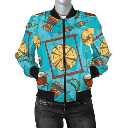 Percussion Pattern Print Design 03 Women's Bomber Jacket