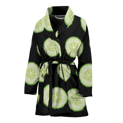 Cucumber Pattern Print Design CC02 Women Bathrobe