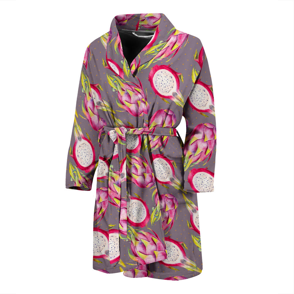 Dragonfruit Pattern Print Design DF03 Men Bathrobe
