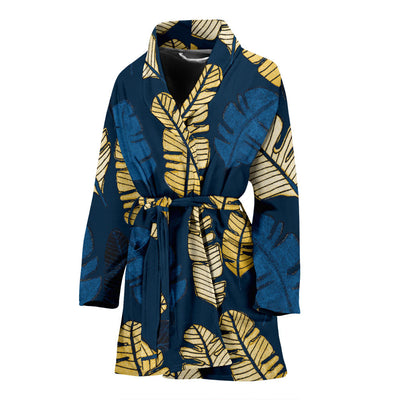 Banana Leaf Pattern Print Design BL09 Women Bathrobe