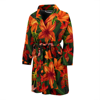 Amaryllis Pattern Print Design AL05 Men Bathrobe
