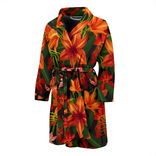 Amaryllis Pattern Print Design AL05 Men Bathrobe