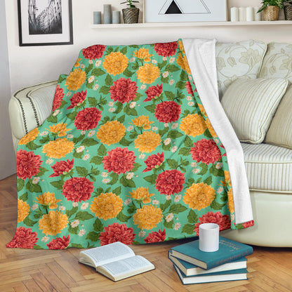 Dahlia Pattern Print Design DH011 Fleece Blanket