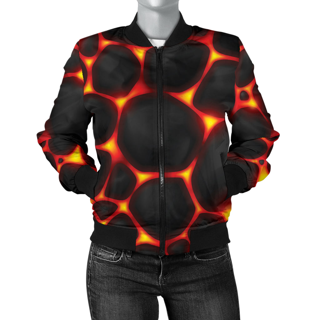 Lava Pattern Print Design 01 Women's Bomber Jacket