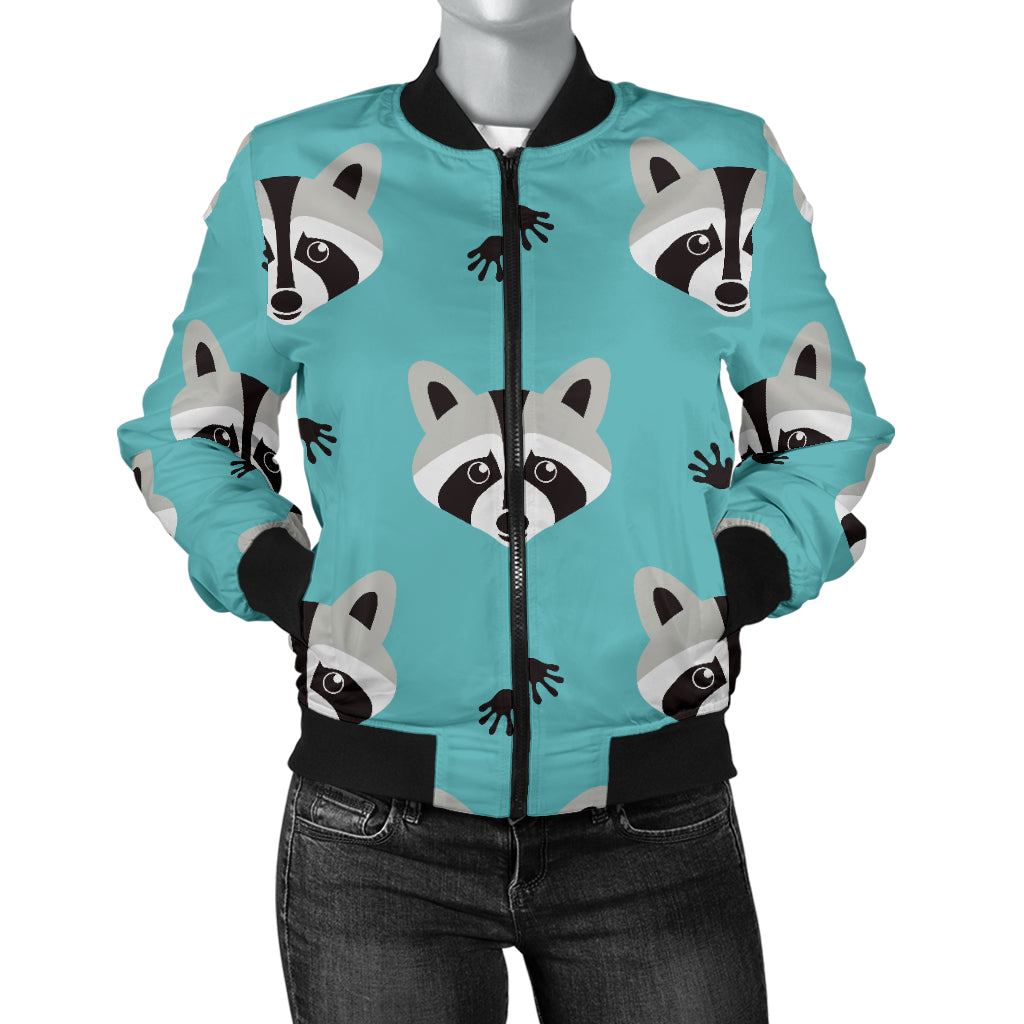 Raccoon Pattern Print Design A01 Women's Bomber Jacket