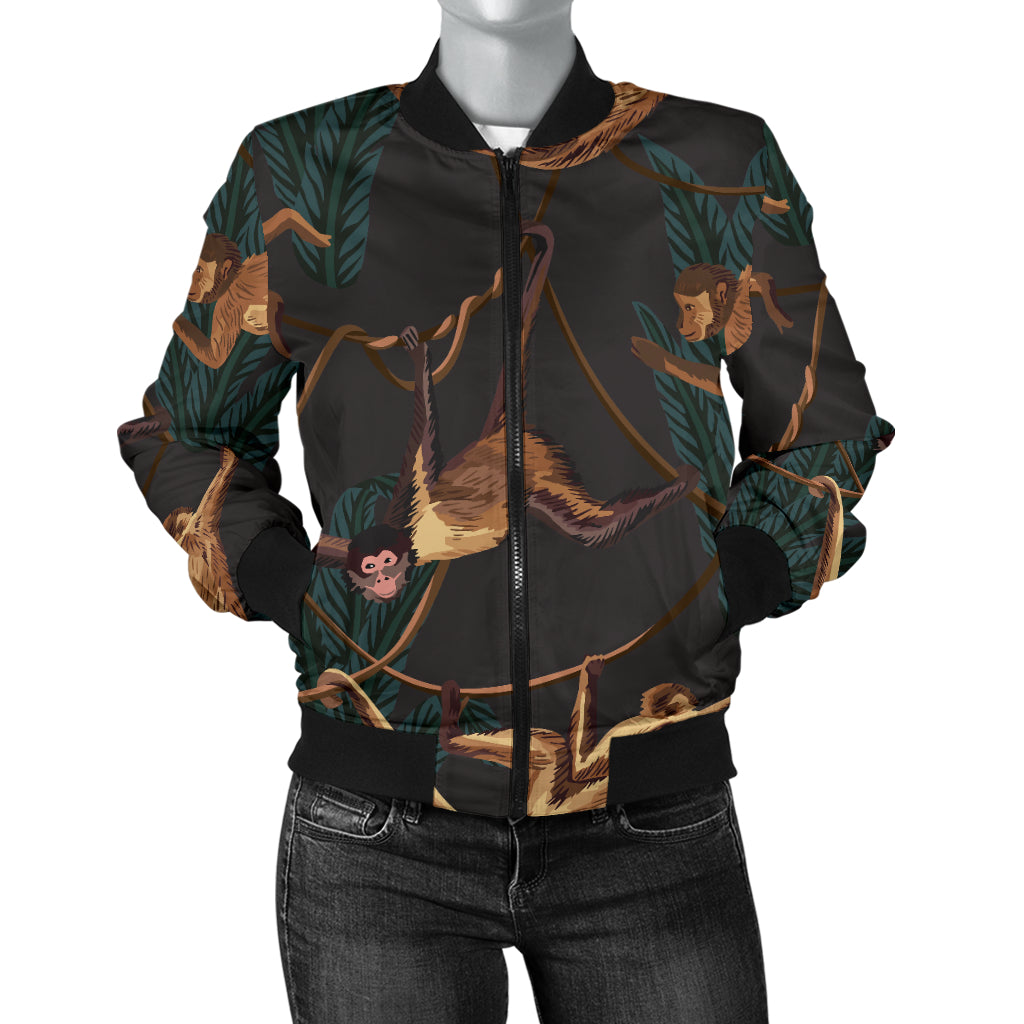 Monkey Pattern Print Design 02 Women's Bomber Jacket