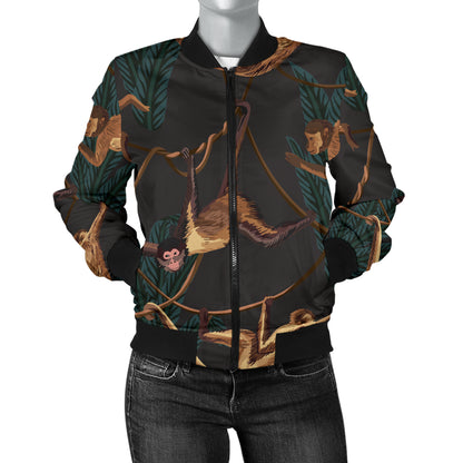 Monkey Pattern Print Design 02 Women's Bomber Jacket