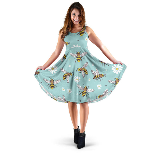 Bee Pattern Print Design BEE010 Midi Dress