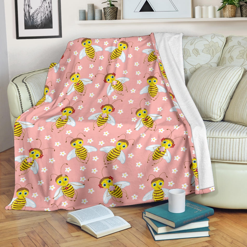 Bee Pattern Print Design BEE07 Fleece Blanket