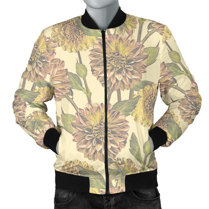 Dahlia Pattern Print Design DH09 Men Bomber Jacket