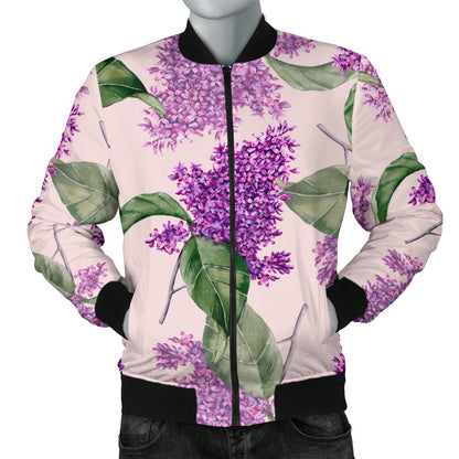 Lilac Pattern Print Design LI02 Men Bomber Jacket