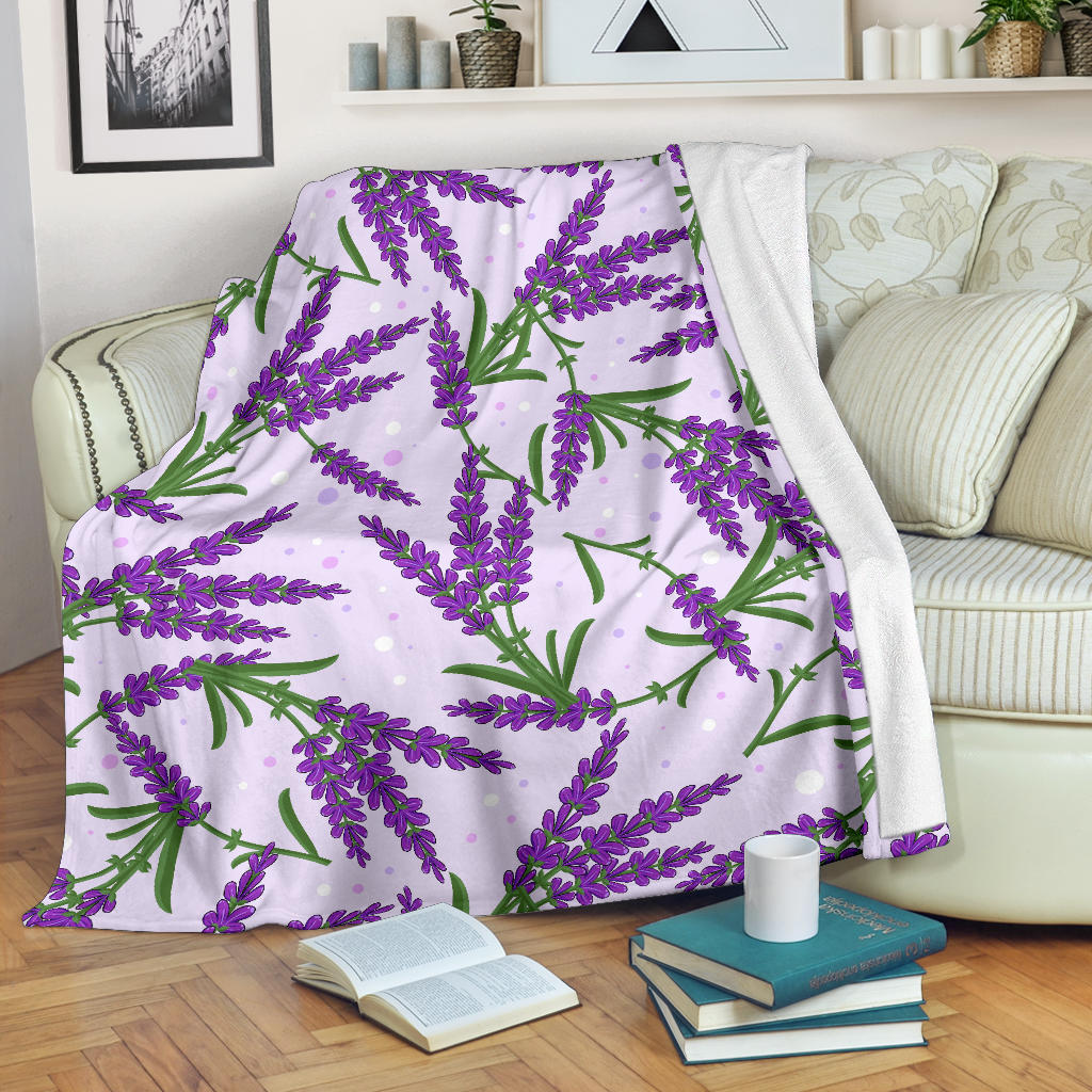 Lavender Pattern Print Design LV02 Fleece Blanket