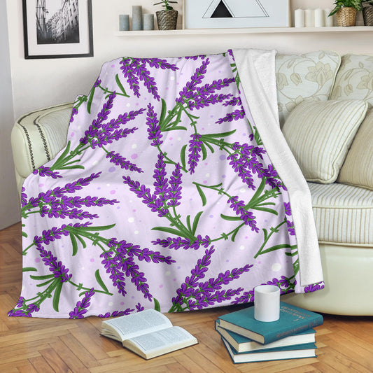 Lavender Pattern Print Design LV02 Fleece Blanket
