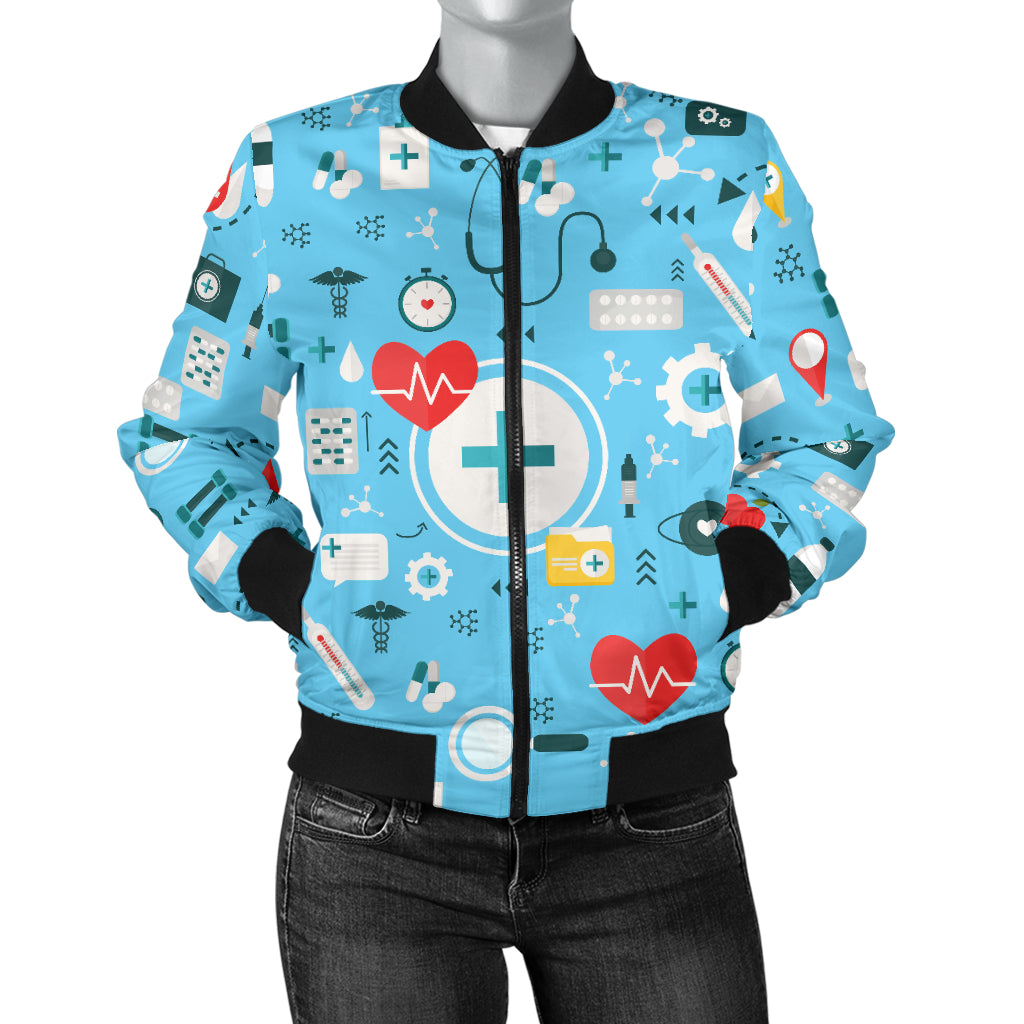 Medical Pattern Print Design 06 Women's Bomber Jacket