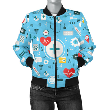 Medical Pattern Print Design 06 Women's Bomber Jacket